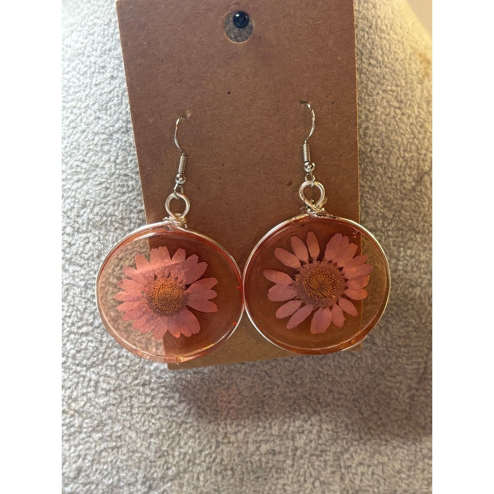 #11. Dried Pink Flower Earrings